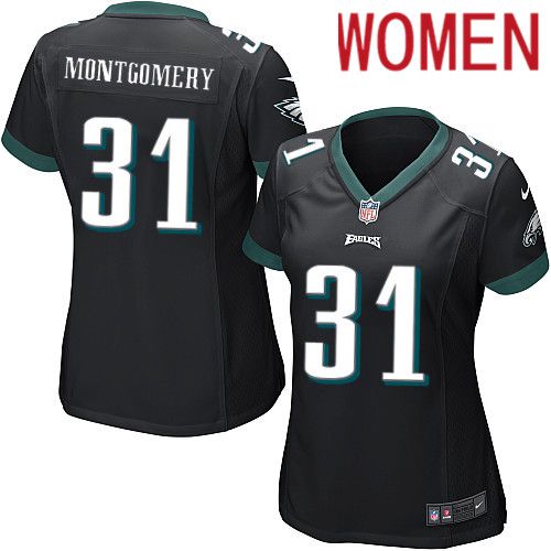 Women Philadelphia Eagles #31 Wilbert Montgomery Nike Black Game NFL Jersey
